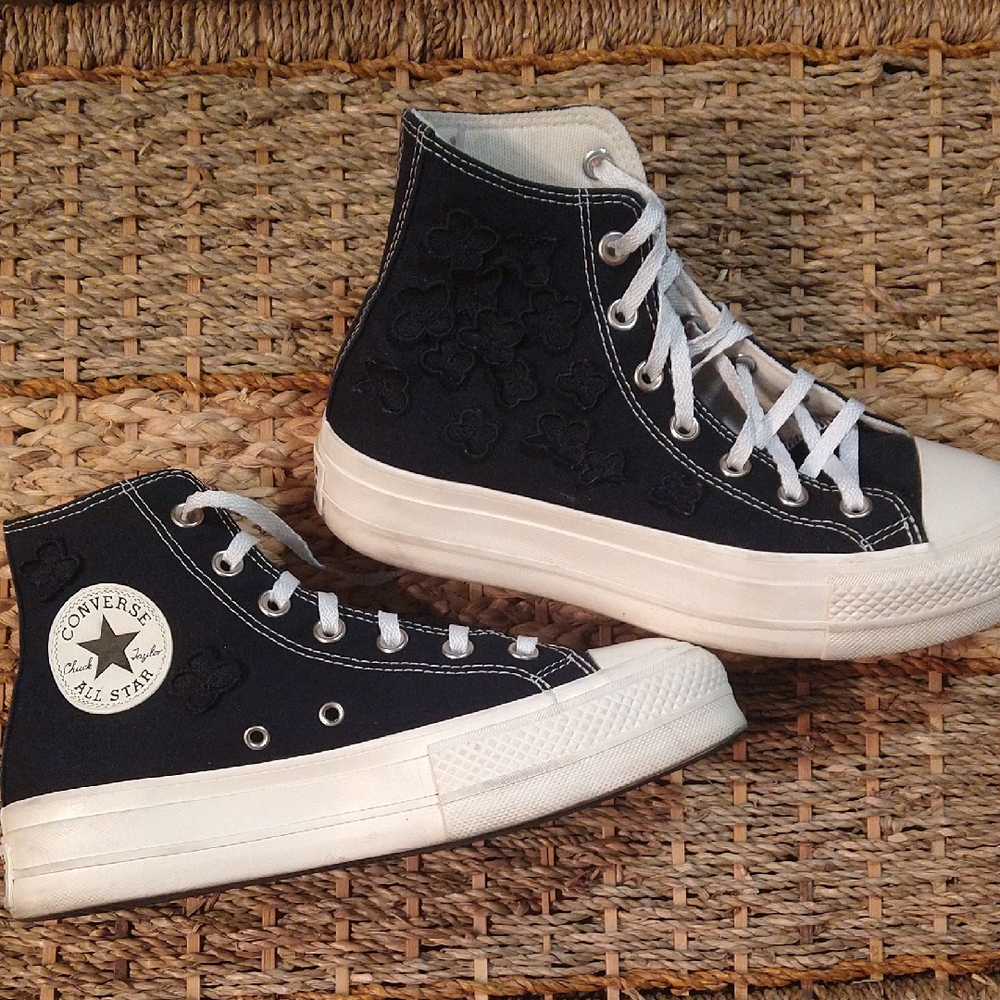 Converse Women's Black and White High-Top Sneakers